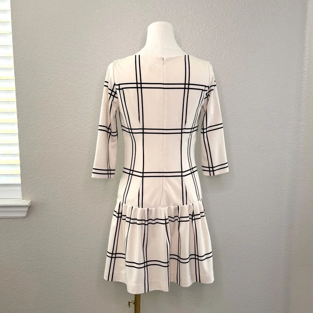 RED Saks Fifth Ave Mini Dress Drop Waist Cream Black Retro 60s Preppy Parisian 2